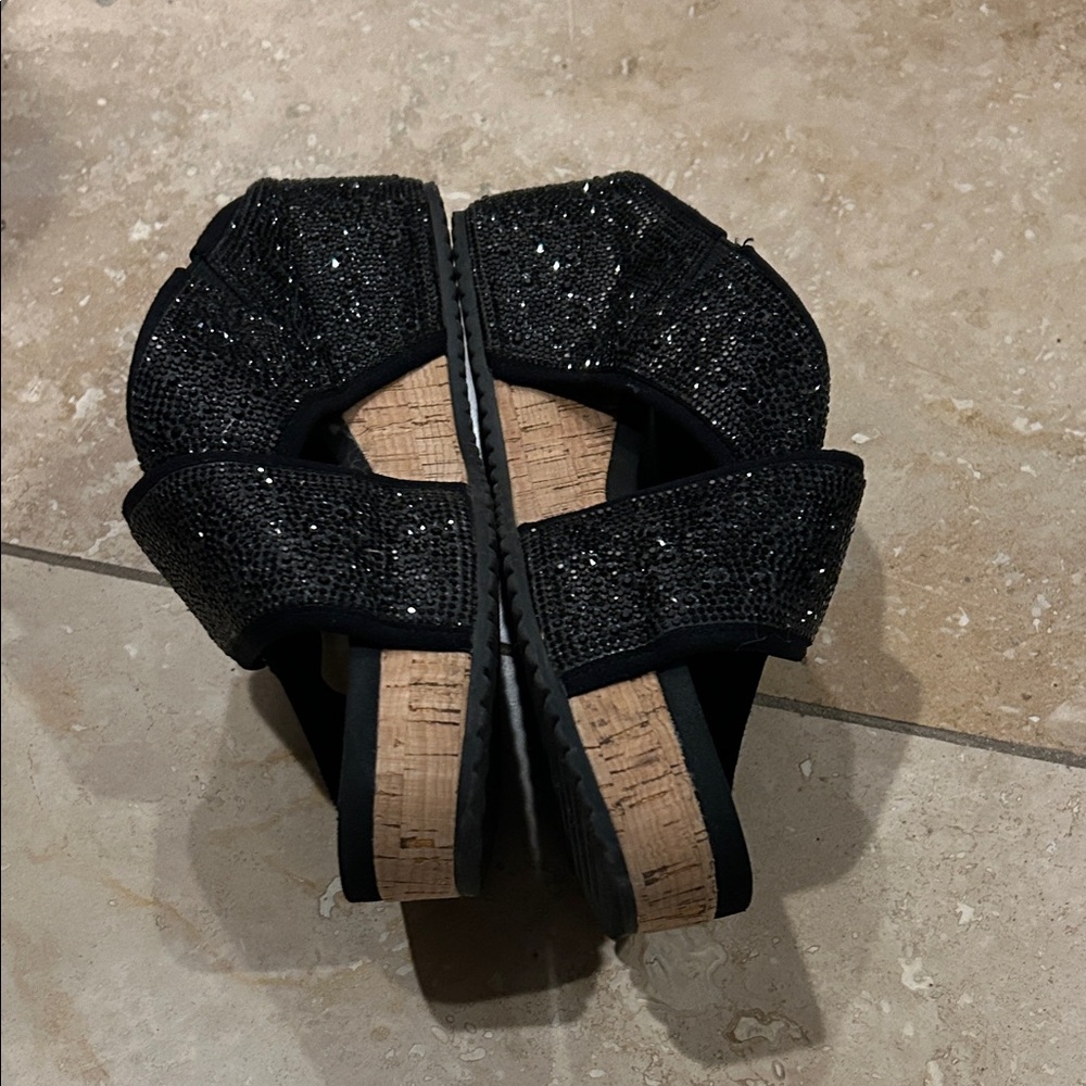 Copper Key black Black Slip-On Sandals sz 9 - Picture 2 of 5